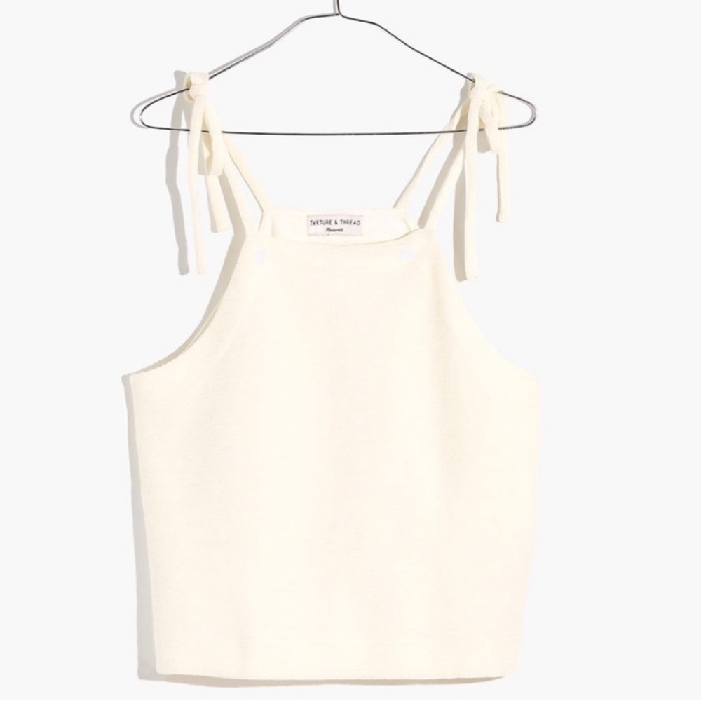 Madewell Women's Cream TEXTURE & THREAD TIE SHOULDER TOP / M
